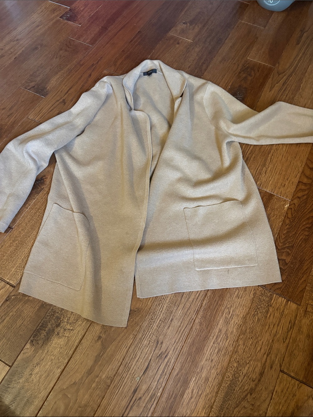 J. Crew Open-Front Cream Knit Cardigan with Patch Pockets